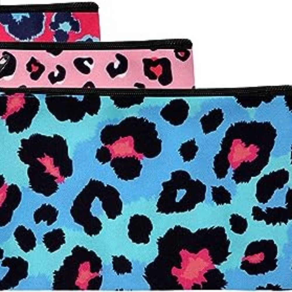 NWOT Leopard Printed Bags For Office/School Supplies Cosmetics Bundle of 2